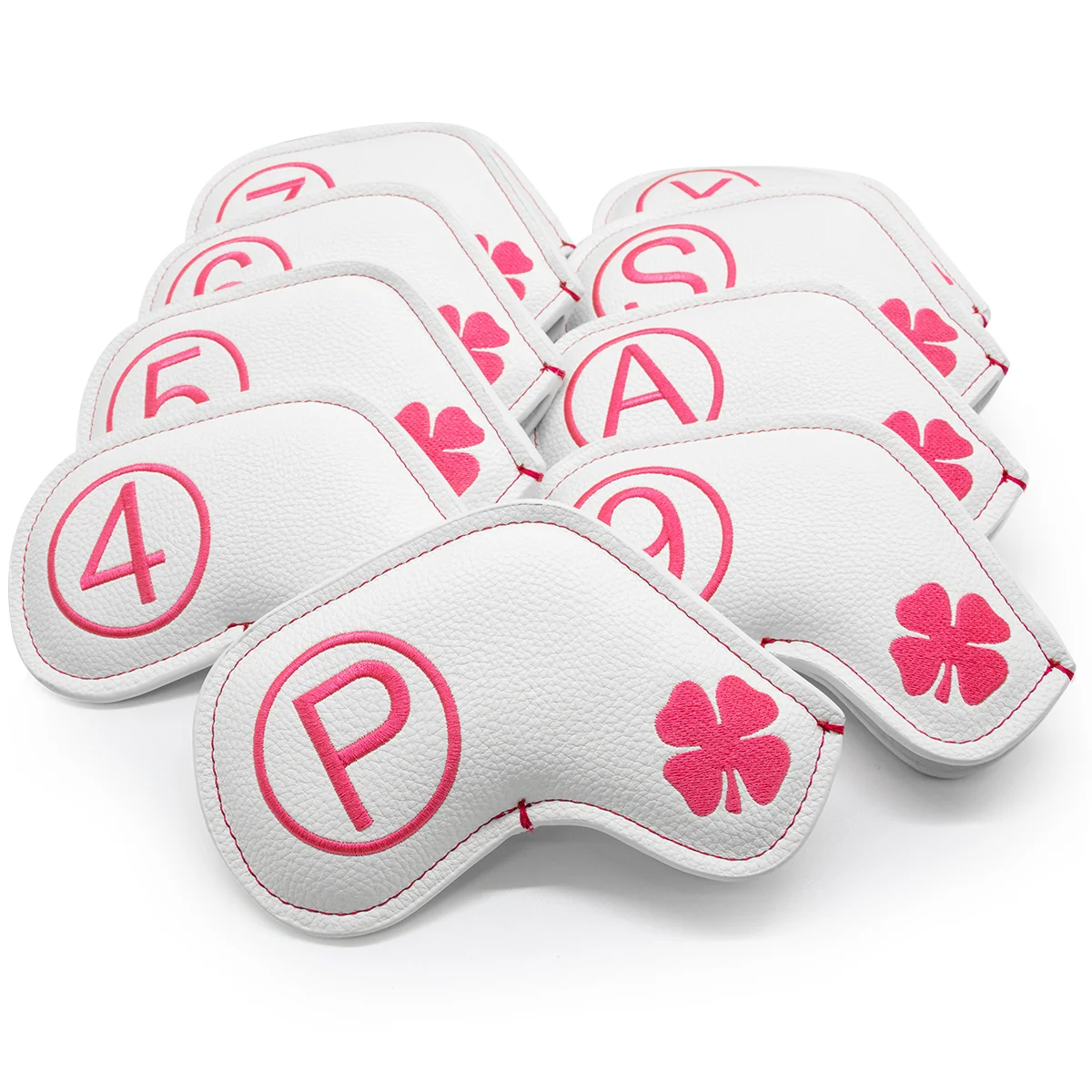 

10pcs/set Golf Iron Head Covers Leather Golf Iron Covers Golf Iron Headcovers,lucky Clover Golf Club Head Covers