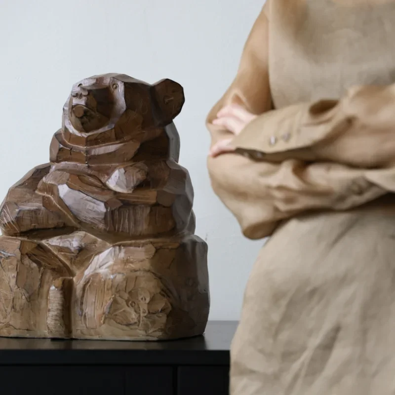 Коллекционная работа Hokkaido Craftsman Guardian Bear резьба по дереву украшения для входа из