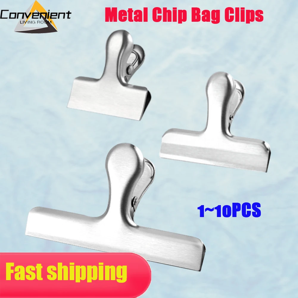 

1~10PCS Metal Chip Bag Clips Stainless Steel Moisture-proof Household Kitchen Food Snack Clips Sealing Clamp home Gadgets Item
