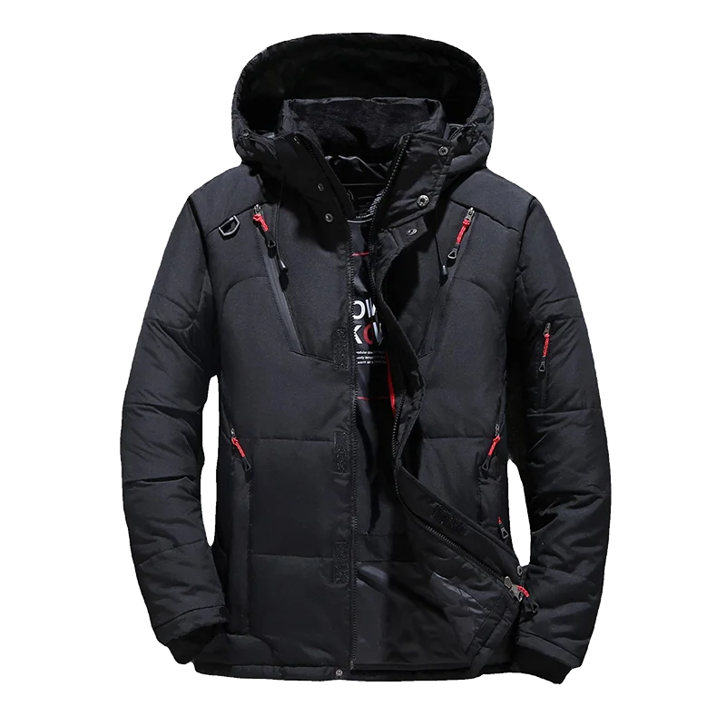 

High Quality Men's Korean Jacket Winter Warm Hooded Windproof Coat Casual Stand Collar Breathable Thick White Duck Down Parka