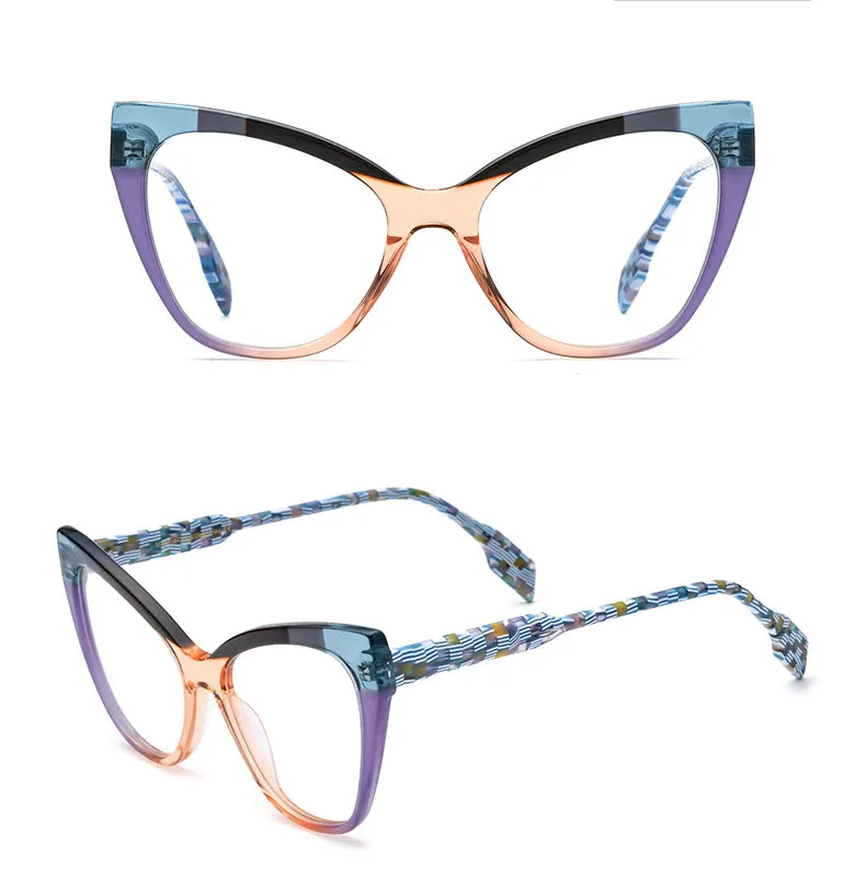 

New Color Matching Cat Eye Acetate Optical Eyewear Luxury Vinatge Prescription Glasses Frame Women Men Reading Eyeglass Frames