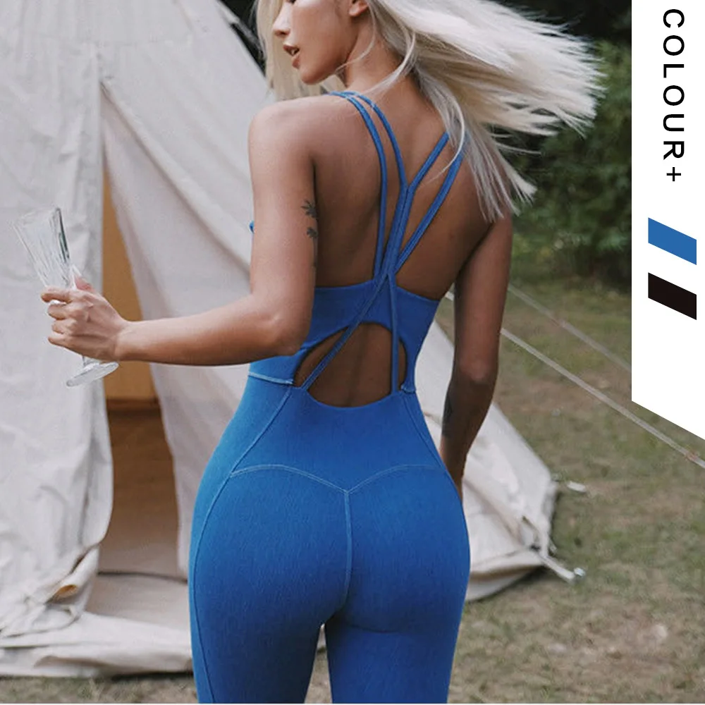 

Sleeveless Sexy Fitness Jumpsuits Yoga Set With Pads Sportswear Gym Workout Clothing Athletic One Pieces Bodysuits Tracksuits