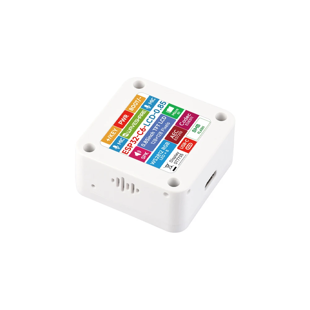 Фото Плата разработки ESP32-C6 с 0,85-дюймовым ЖК-дисплеем, RGB-подсветкой, Wi-Fi 6, Bluetooth 5, RISC-V, голосовым взаимодействием AI и двумя микрофонами для умного дома №5