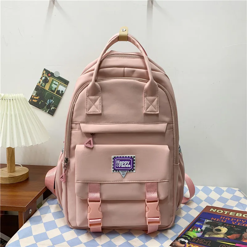 

Young Girl Female Nylon Backpack For Teenage Girls Luxury Long Handle School Bags 2022 New Book Bag Fashion Women College Travel