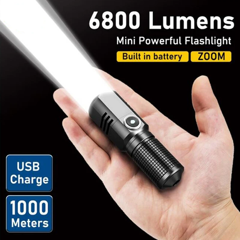 

C2 Camping Mini Powerful Led Flashlight XHP50 Built in Battery 3 Modes Usb Rechargeable Flash Light EDC Torch Lamp Flashlights