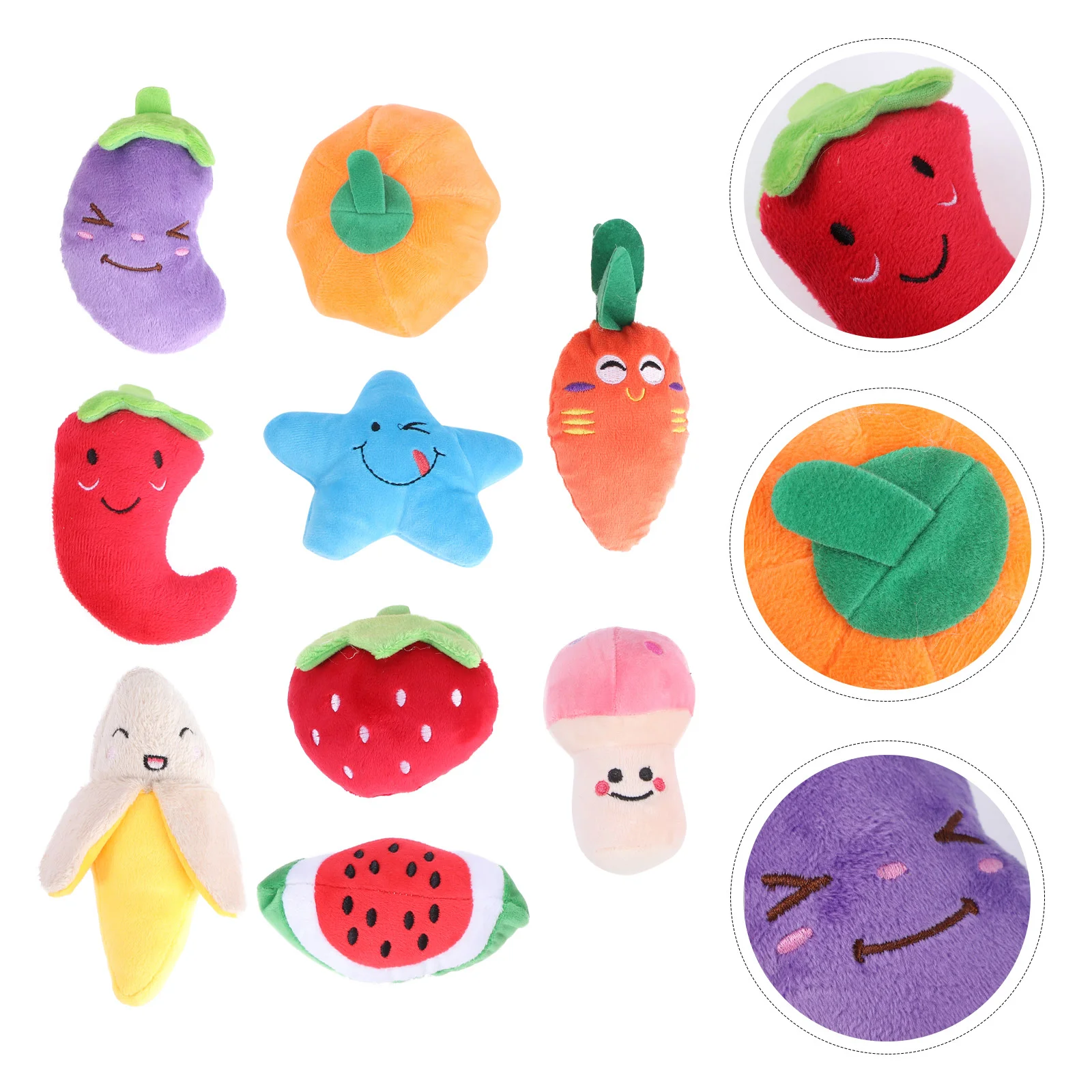 

Themberchaud Plush Squeaky Vegetables Pet Teething Toys Dogs Chili Fruits Stuffed Puppy