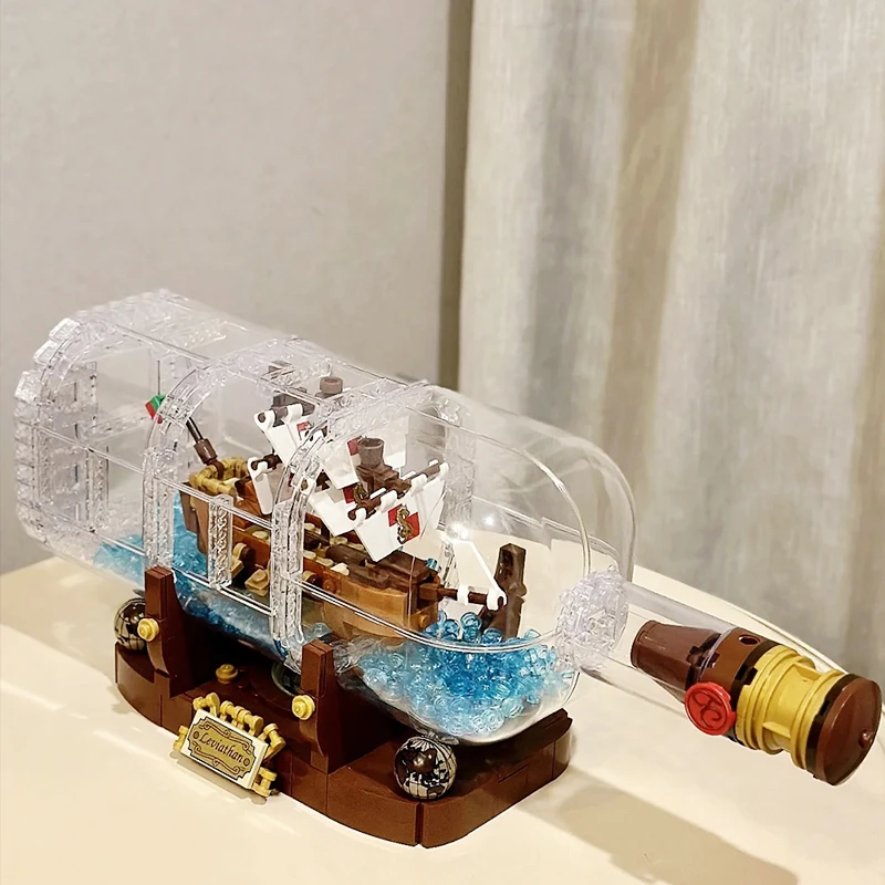 

960 Шт 21313 Корабль В Бутылке Дрейфующие Лодки Строительные Блоки Кирпич Лепинблоки Детские Образовательные Игрушки Рождественские Подарки Мальчики