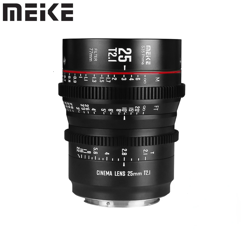 

Meike 25mm T2.1 S35 Prime Cinema Lens For Canon EF Mount Camera Cine Camcorder EOS C100 Mark II C200 EOS 300 Mark II III BMPCC 6