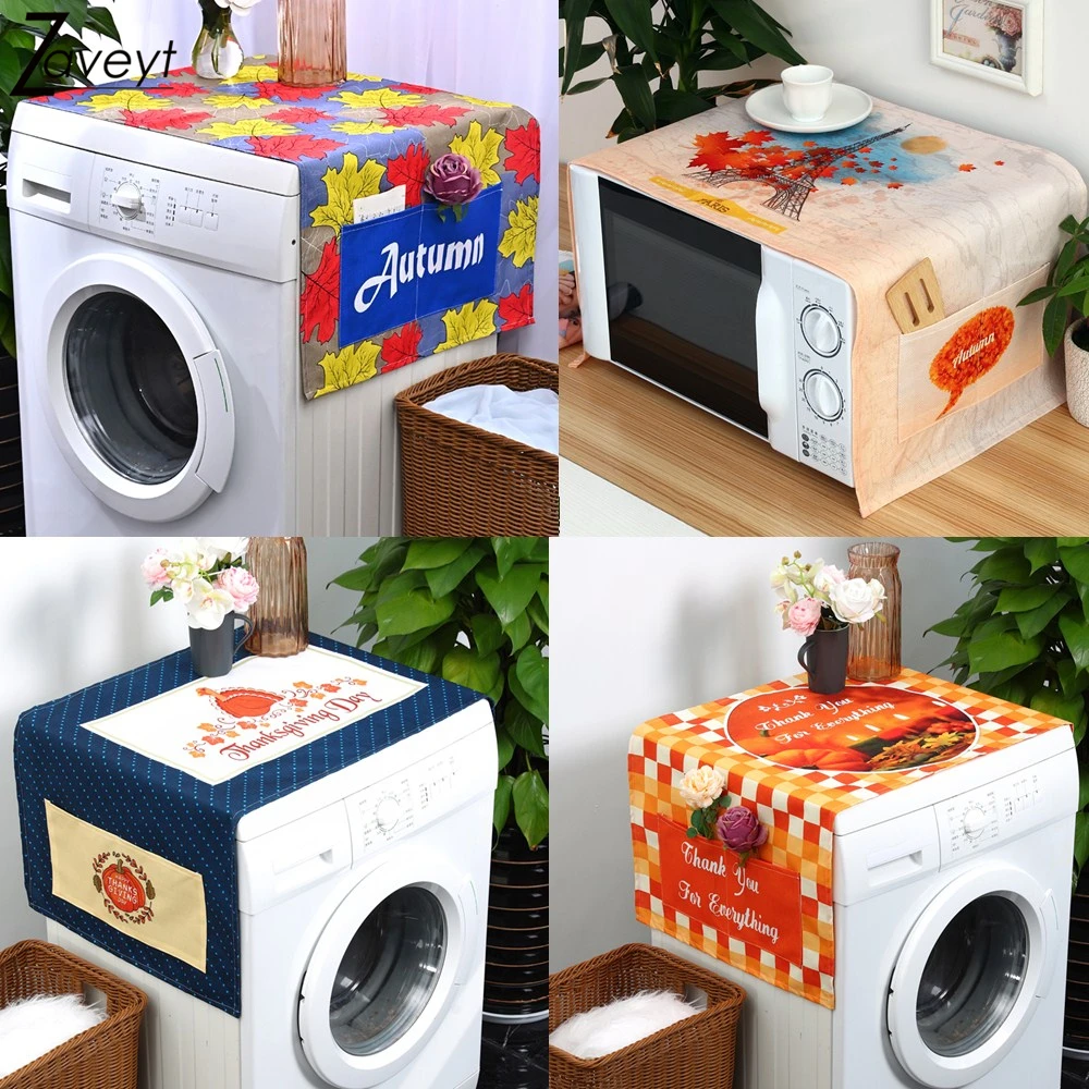 

Autumn Harvest The Fall Festival Maple Linen Dust Covers ThanksGiving Pumpkin Washing Machine Refrigerator Microwave oven Cover