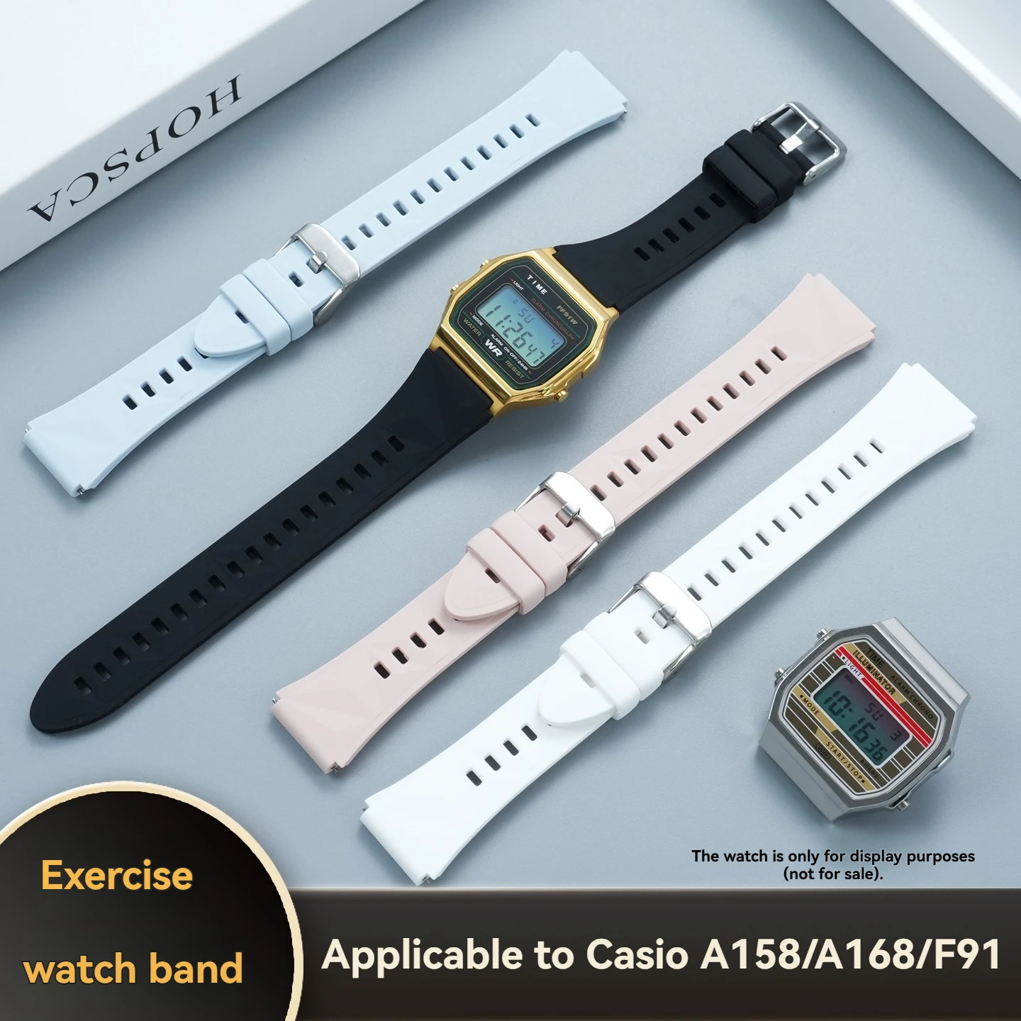 Фото Силиконовый ремешок для часов 18 мм с быстрым съемом, замена для Casio F91 A158 A159 A168 A169 B650 AQ230 A500, спортивный ремешок для мужчин и женщин №1