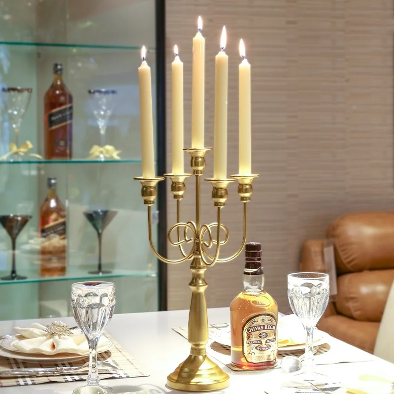 

European light luxury Candlestick metal candlestick decoration American dining table romantic candlelight dinner home decoration