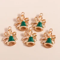 10pcs 16x21mm enamel christmas bell charms pendants for jewelry making women fashion drop earrings necklace diy crafts supplies