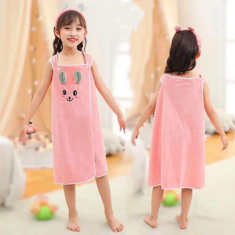Cartoon Style Cotton Baby Bathrobe Meddle Big Children Weara