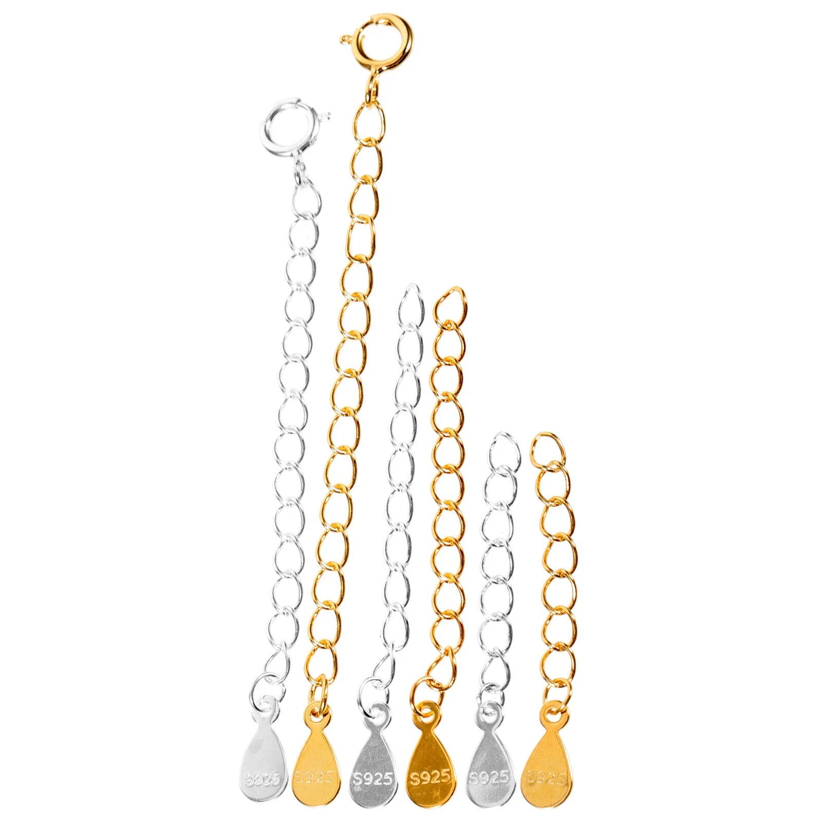 

6 Pcs Sterling Silver Necklace DIY Supply Portable Chains Fashion 5x0.5cm Extender Durable Bracelet Extension Extenders