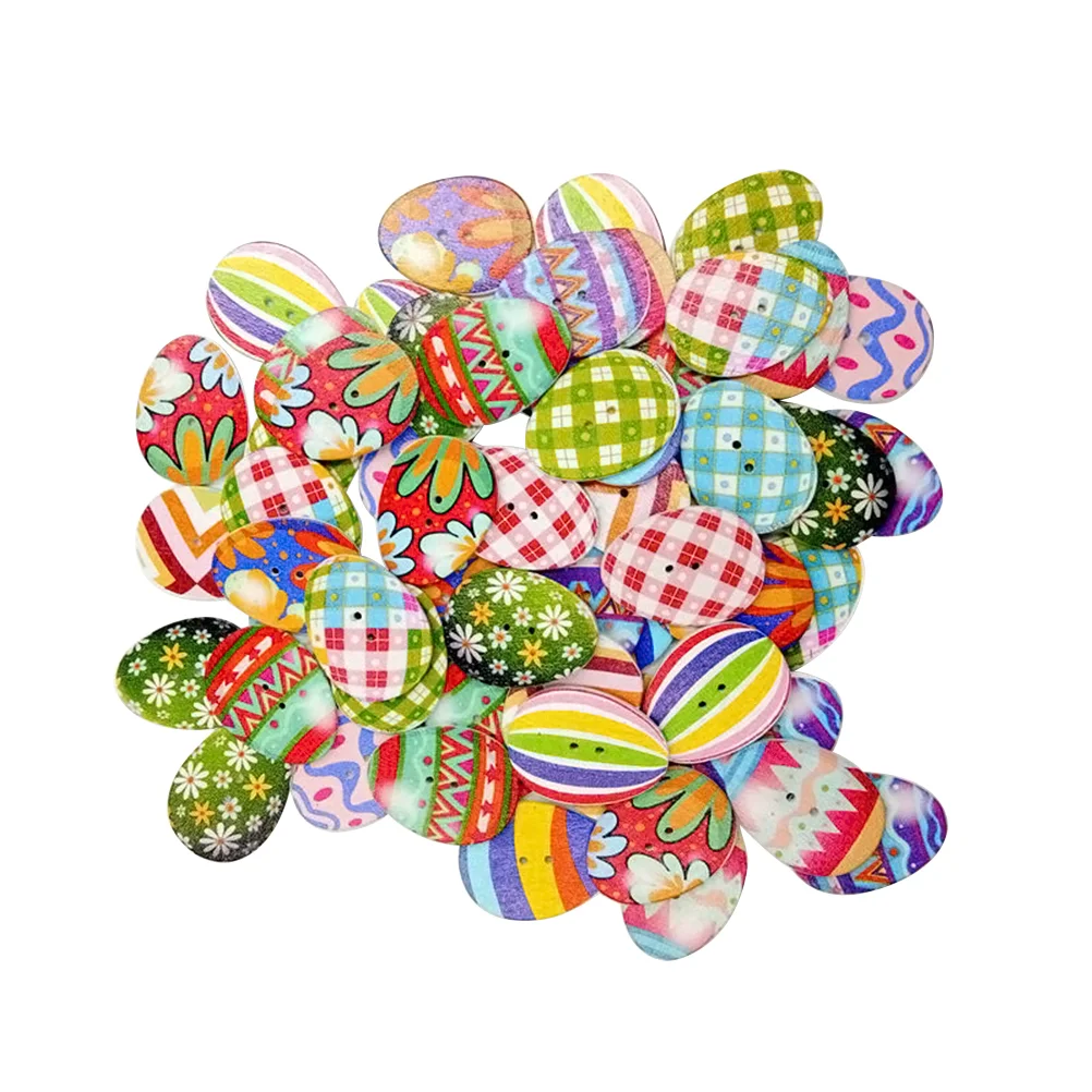 

Easter Button Buttonsegg Wooden Sewing Colorful Wood Assorted Accessory Festival Bulk Bottons Bottoms Eggs Diy