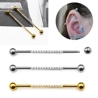 zircon industrial barbell piercing 316l surgical steel piercing cartilage earring barbell body piercing jewelry