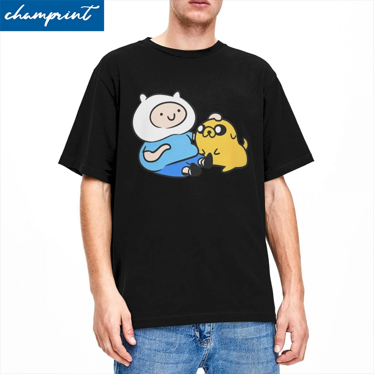 Мужские и женские милые футболки с изображением Финна Джейка хлопковая одежда