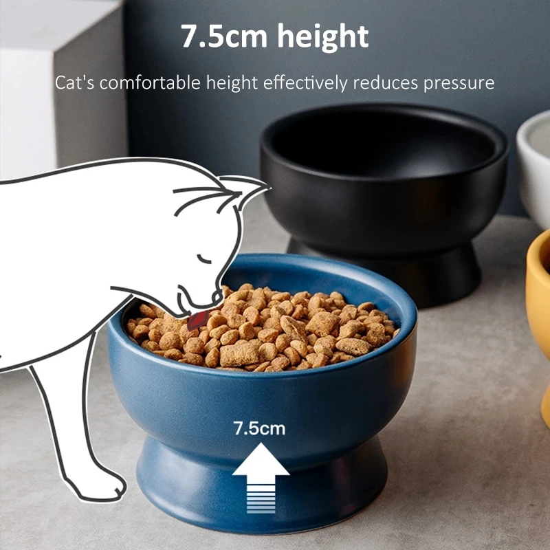 

Cat Food Water Bowls Nordic Style Pet Ceramics Feeding Dishes Puppy Kitten Neck Guard Matte Pottery Bowl Dog Eating Accessories