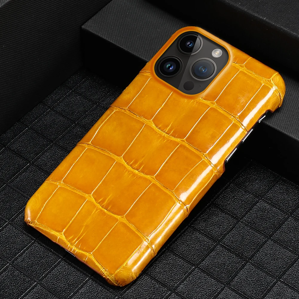 100% Natural Crocodile Leather Phone Case for iPhone 13 11 12 14 Pro Max 14Pro 13Pro 12Pro 11Pro 12 Mini XS XR Luxury Cover