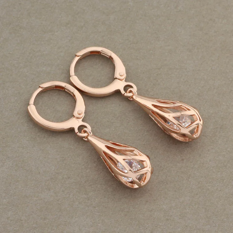 Женские серьги-капельки из розового золота 585 пробы