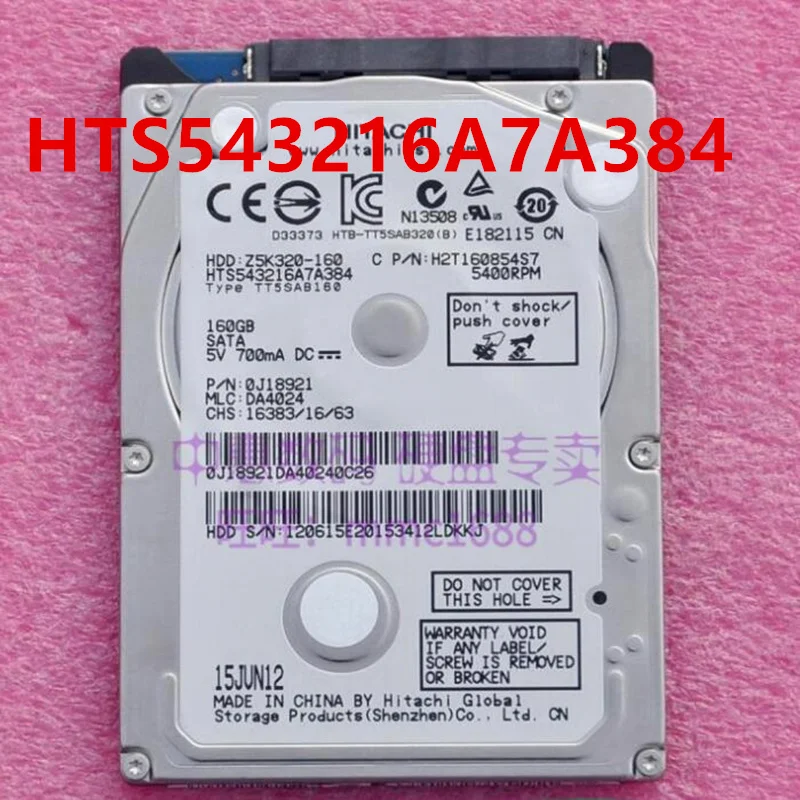 

Original 90% New Hard Disk For HITACHI 160GB SATA 2.5" 5400RPM 8MB Notebook HDD For HTS543216A7A384