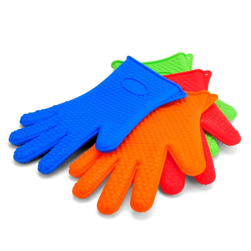 

Heat Resistant BBQ Gloves Food Grade Oven Mitts Silicone Fireproof Barbecue Kitchen Accessories Microwave Glove 2pc/lot