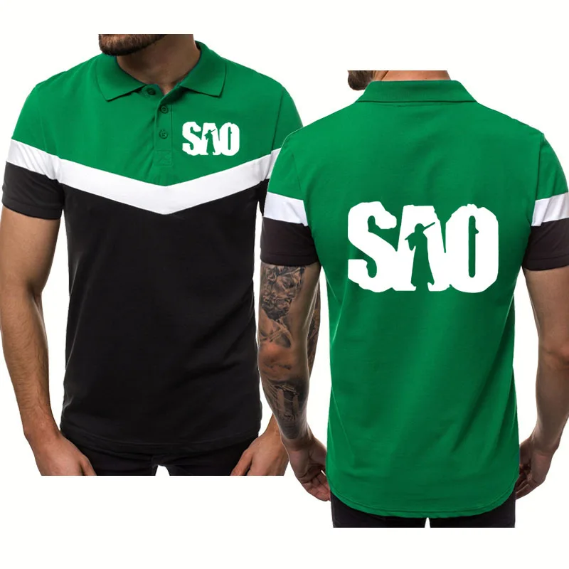

2022 Mens short sleeve Anime Sword Art Online SAO Printed summer Splicing Harajuku Hip Hop Mens polo shirt tops
