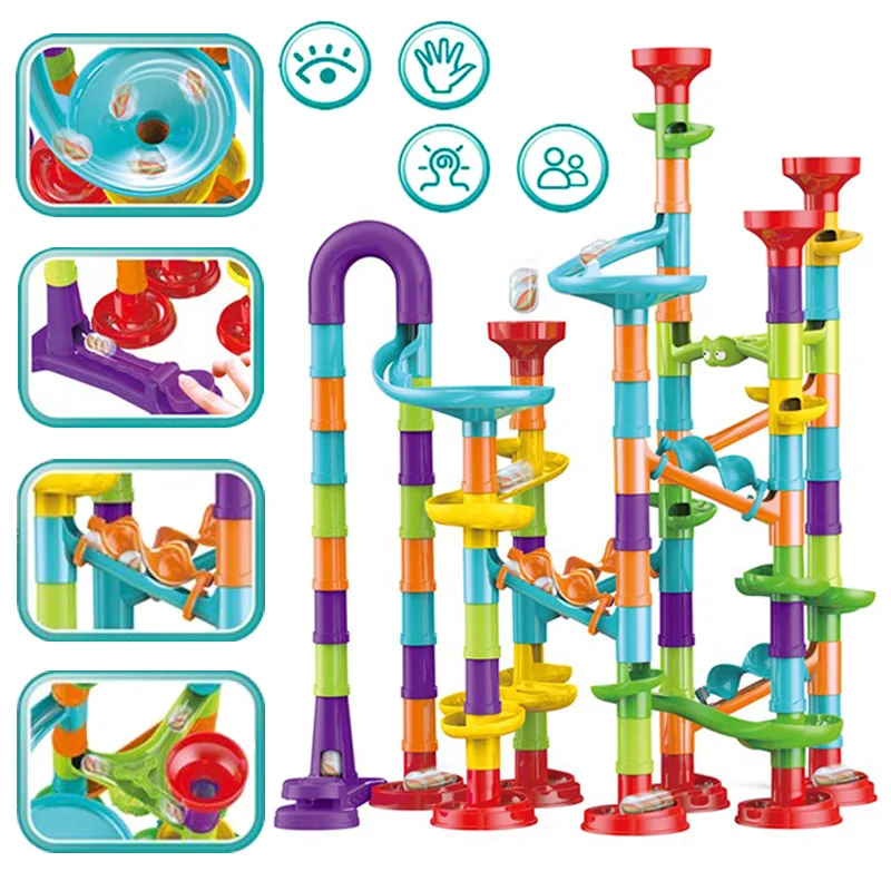 

Marble Run Race Catapult Track Maze Building Blocks 45/50/76/93/142pcs Slide Beads Educational Toys Children Gift Race Balls Toy
