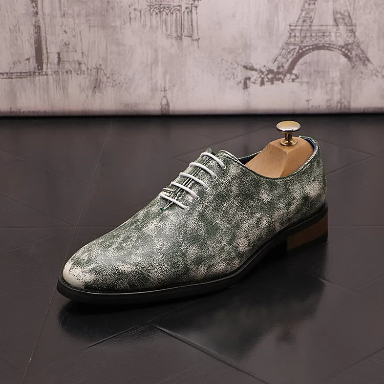 

Fashion Mens Dress Shoes Designer British Graffiti Office Carrer Business Leisure Zapatos For Male Lace Up Pointed Toe ERRFC