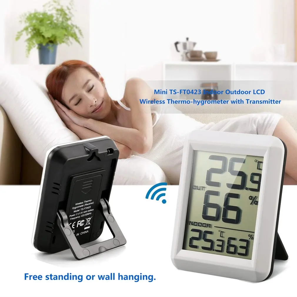 

Portable Mini TS-FT0423 Indoor Outdoor LCD Display Wireless Thermo-hygrometer with Thermo-hygrometer Transmitter