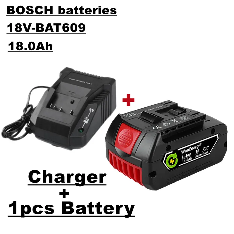 

18V power tool lithium ion battery, 18.0ah, suitable for bat609, bat609g, bat618, bat618g, bat614, 1 Battery + charger for sale