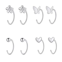 2pcs butterfly stud earrings sliver color for women girls small open huggies hook ear piercing earring summer sweet jewelry gift