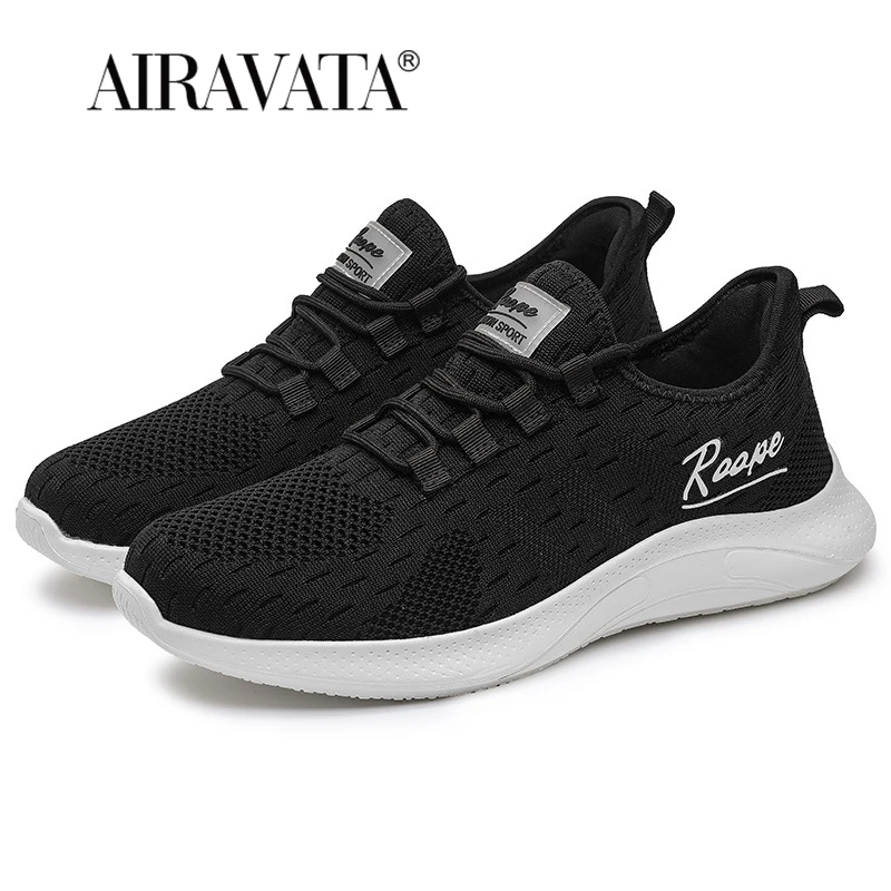 Mens Walking Shoes Lightweight Comforts Soft Black Men Sneakers Lace-up White Male Footwear Big Size 39-48