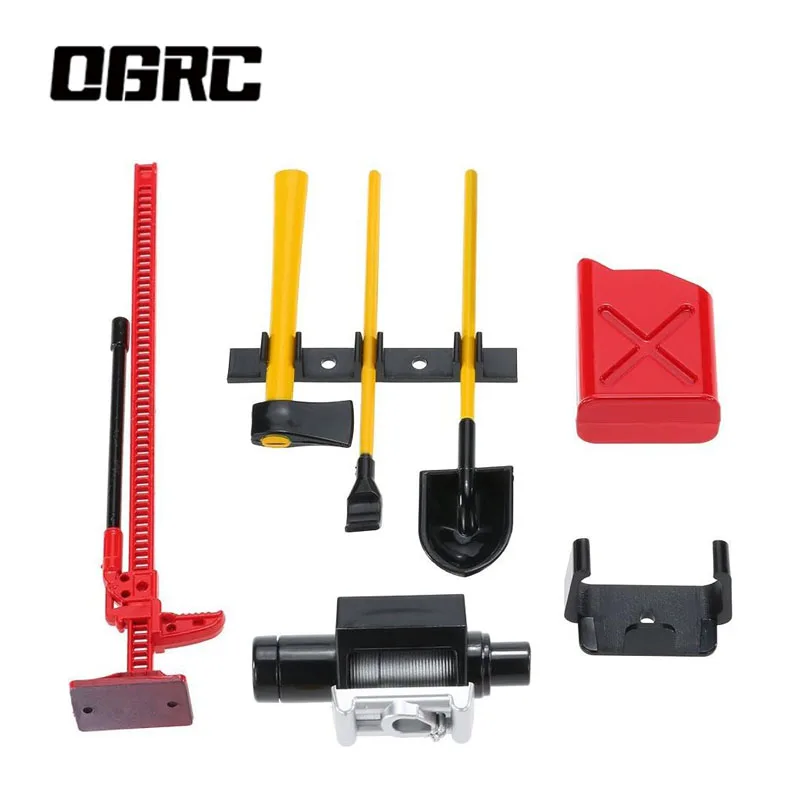 OGRC 6PCS RC Plastic Decoration Accessories Tool Set Kit for 1/10 Scale RC Rock Crawler 4WD D90 D110 SCX10 Wraith Gas Can Winch