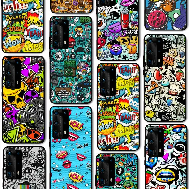 

Graffiti Sticker Bomb Phone Case for Huawei P30 P 40 20 10 8 9 lite pro plus smart 2019 coque