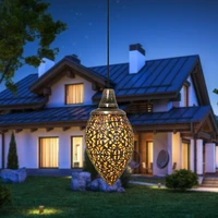 outdoor hanging lantern hollow solar lamp waterproof landscape retro hollow lantern projection lights solar lamp