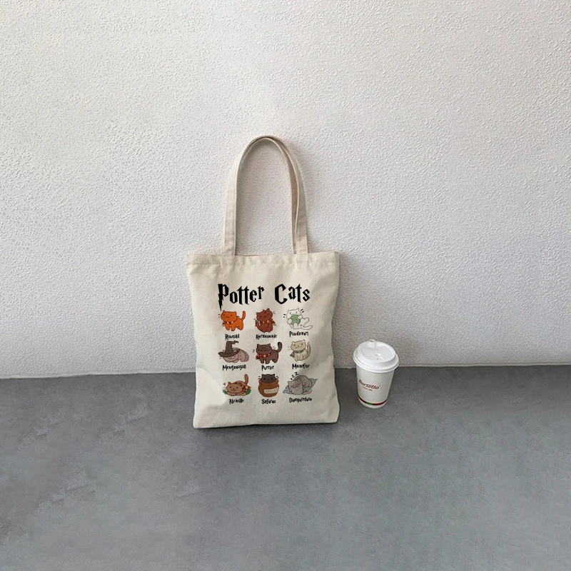 1 шт. Холщовая Сумка-тоут с рисунком кошки