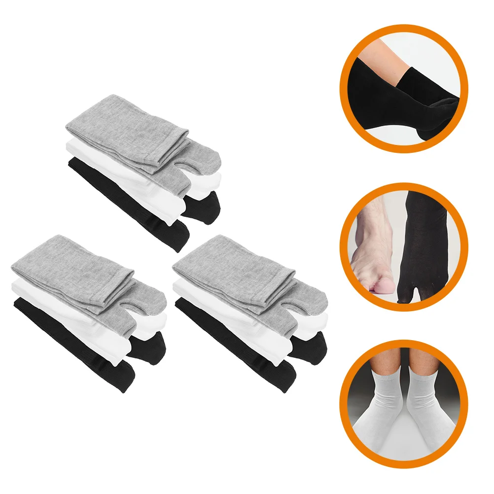 

9 Pairs Mid Calf Tabi Socks Comfortable Men Crew Boys Women Cotton Breathable