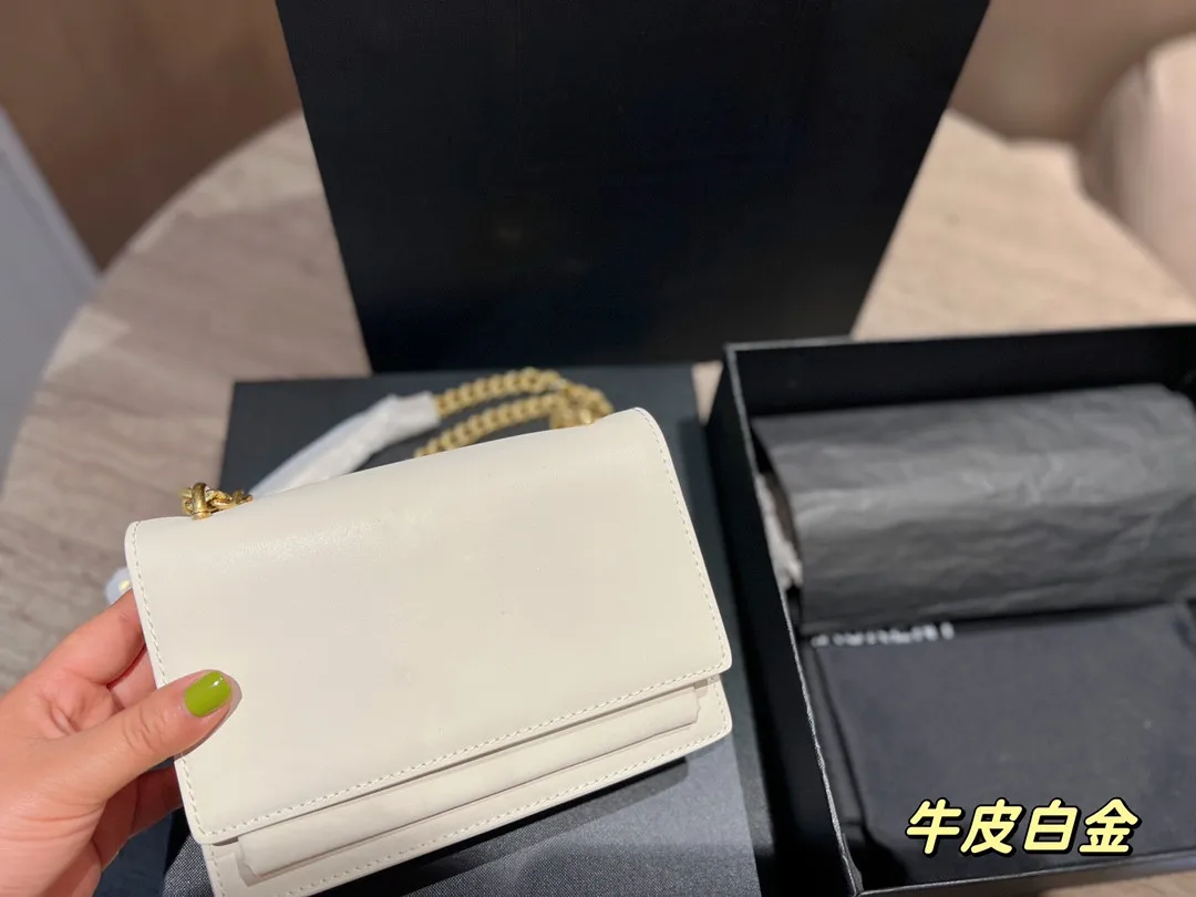 Sunset bag 2022 high value fashion leather bag women's chain Single Shoulder Messenger fashion versatile small square bag