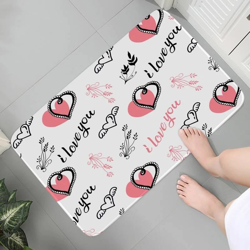 

Room Entrance Carpet Washable Soft Living Rug Doormat Floor Mats Anime Kid Room Love Art Texture Parlor Mat Prayer Rug Area Rugs