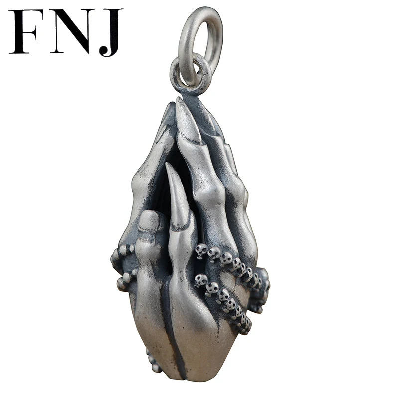

FNJ 990 Silver Buddha Hand Pendant Matte Original Pure S990 Silver Pendants for Jewelry Making Women Fine