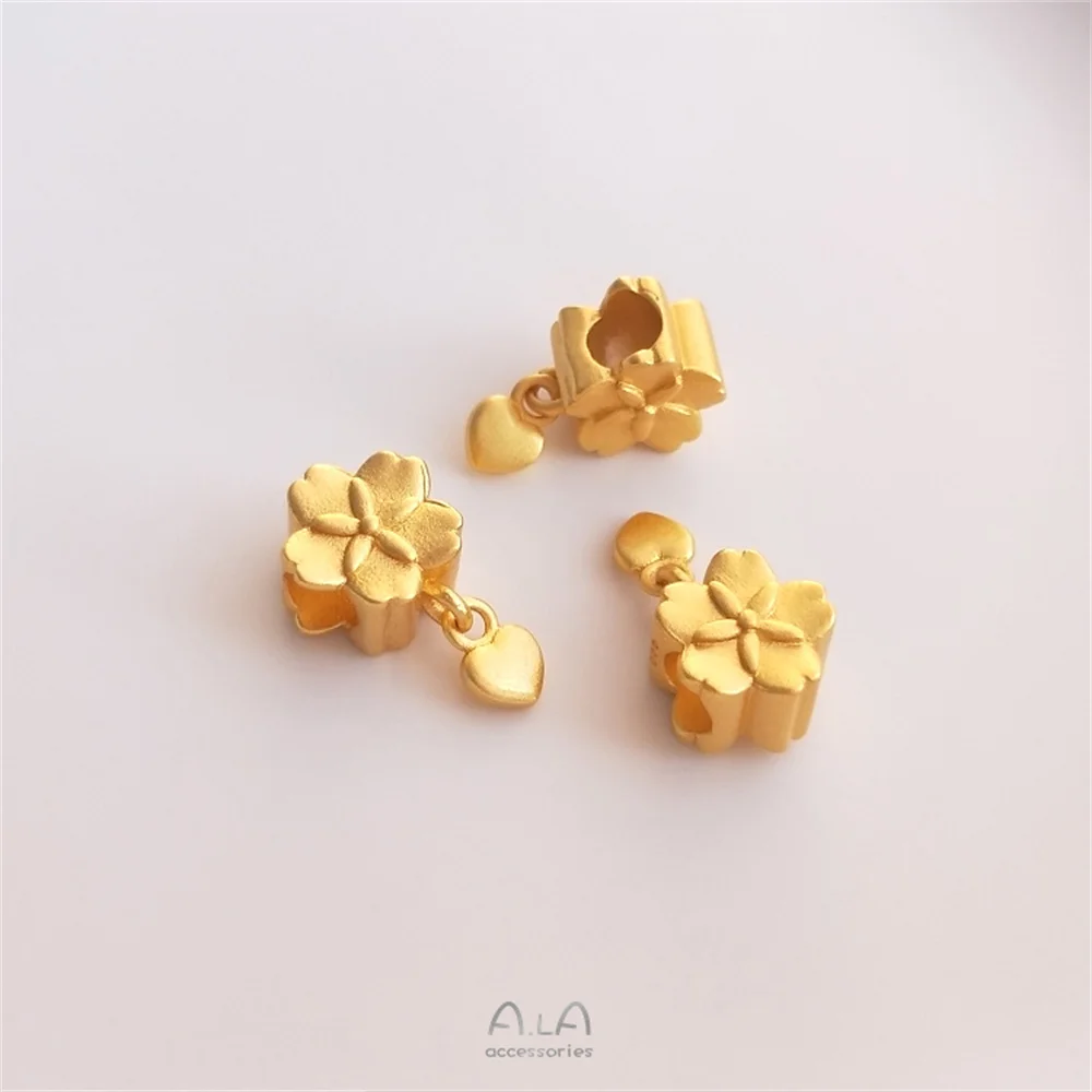 

Vietnam sand gold large hole cherry blossom spacer beads hanging peach heart Passepartout hand beaded diy chain accessories