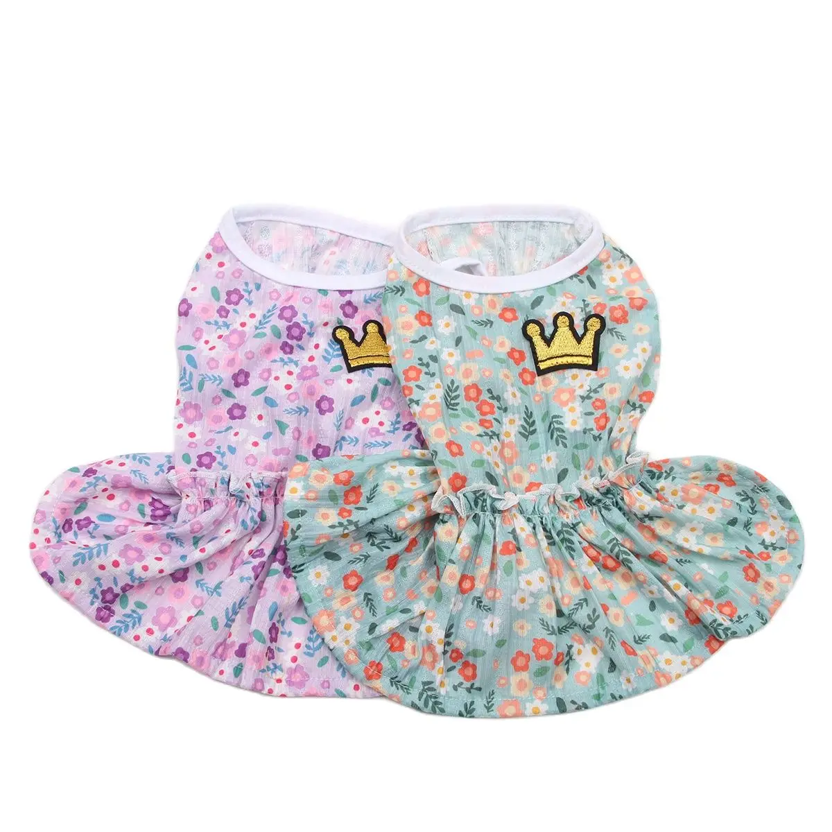 

Dog Cat Dress Floral&Crown Design Pet Puppy Skirt Spring/Summer Clothing Apparel