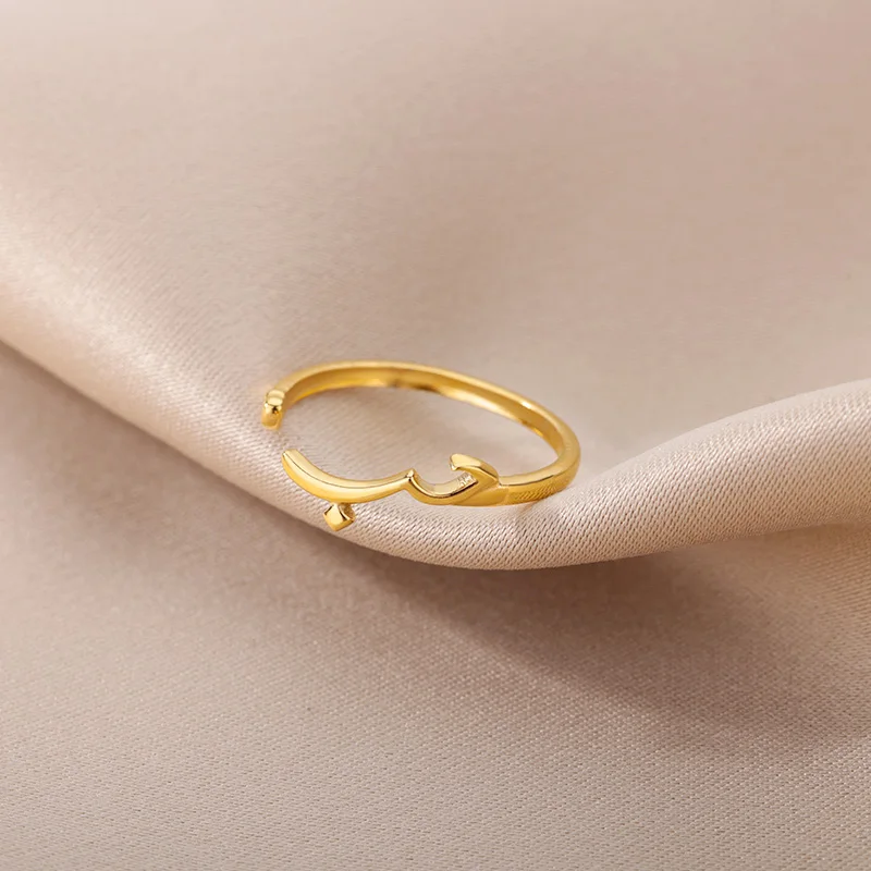 

Stainless Steel Arabic Love Statement Rings For Women Simple Adjustable Finger Rings Islamic Jewelry Wedding Gift 2022
