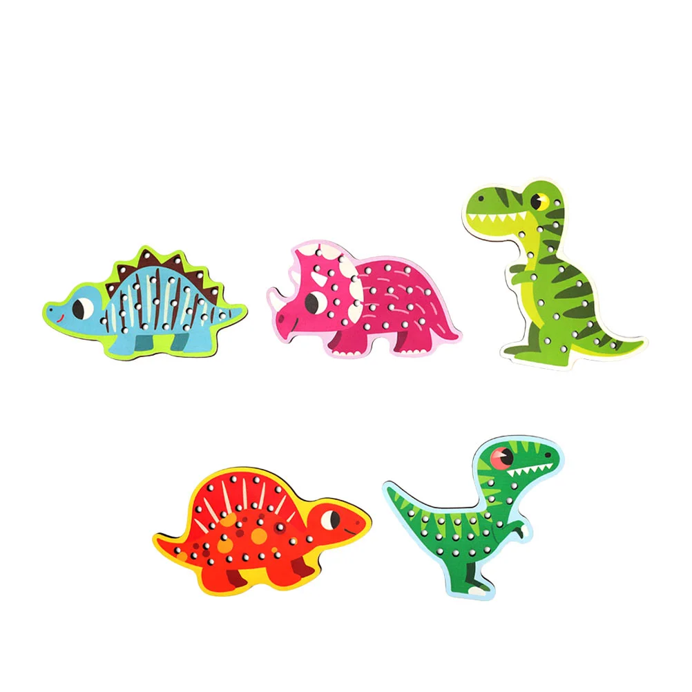 

Lacing Threading S Wood Puzzle Wooden Game Skills Dinosaur Kids Toddler Montessori Preschool Beads Block Motor