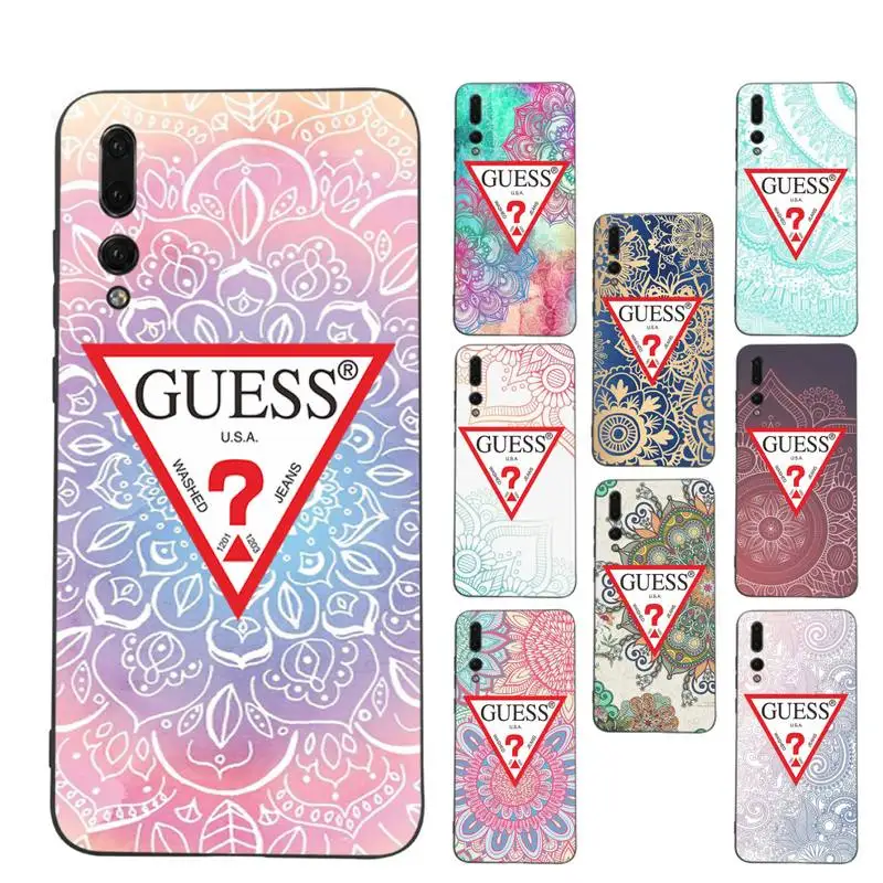

Fashion Brand Guess Retro Mandala Flower Phone Case Soft Silicone Case For Huawei p30lite p30 20pro p40lite P30 Capa