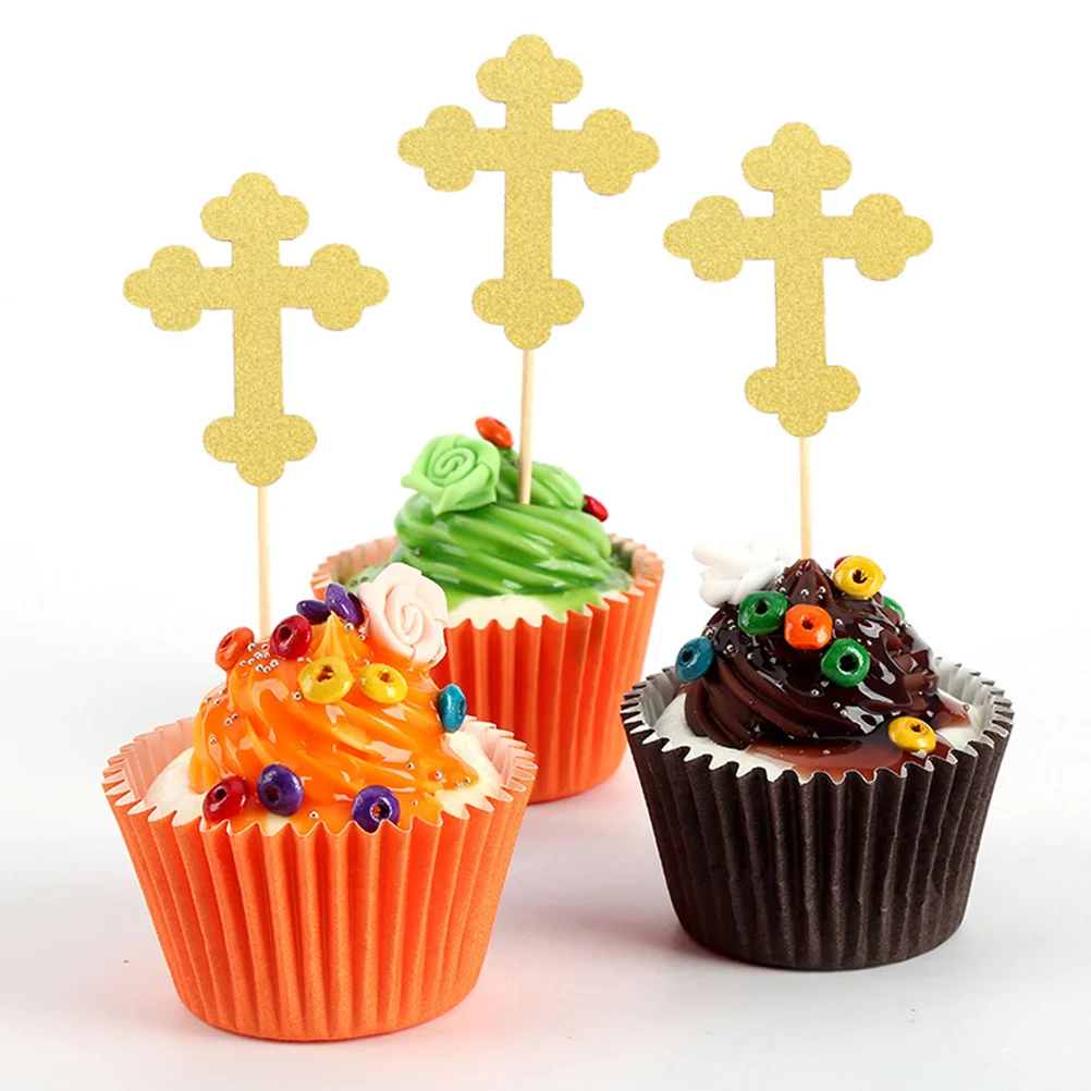 24 шт. топперы для торта в форме креста и ангела бумажные выборки декор кексов
