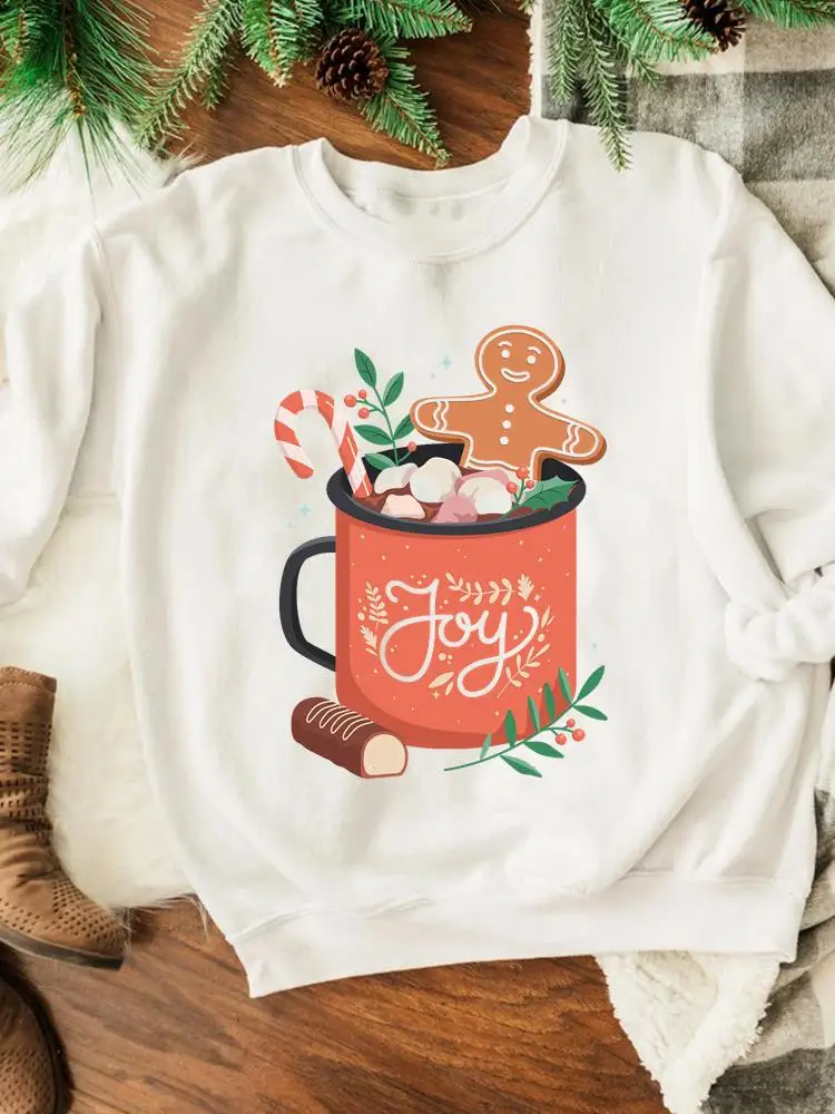 

Merry Christmas New Year Sweatshirts Happy Holiday Watercolor Lovely Style Graphic Pullovers Print Wear Fashion Women Clothing