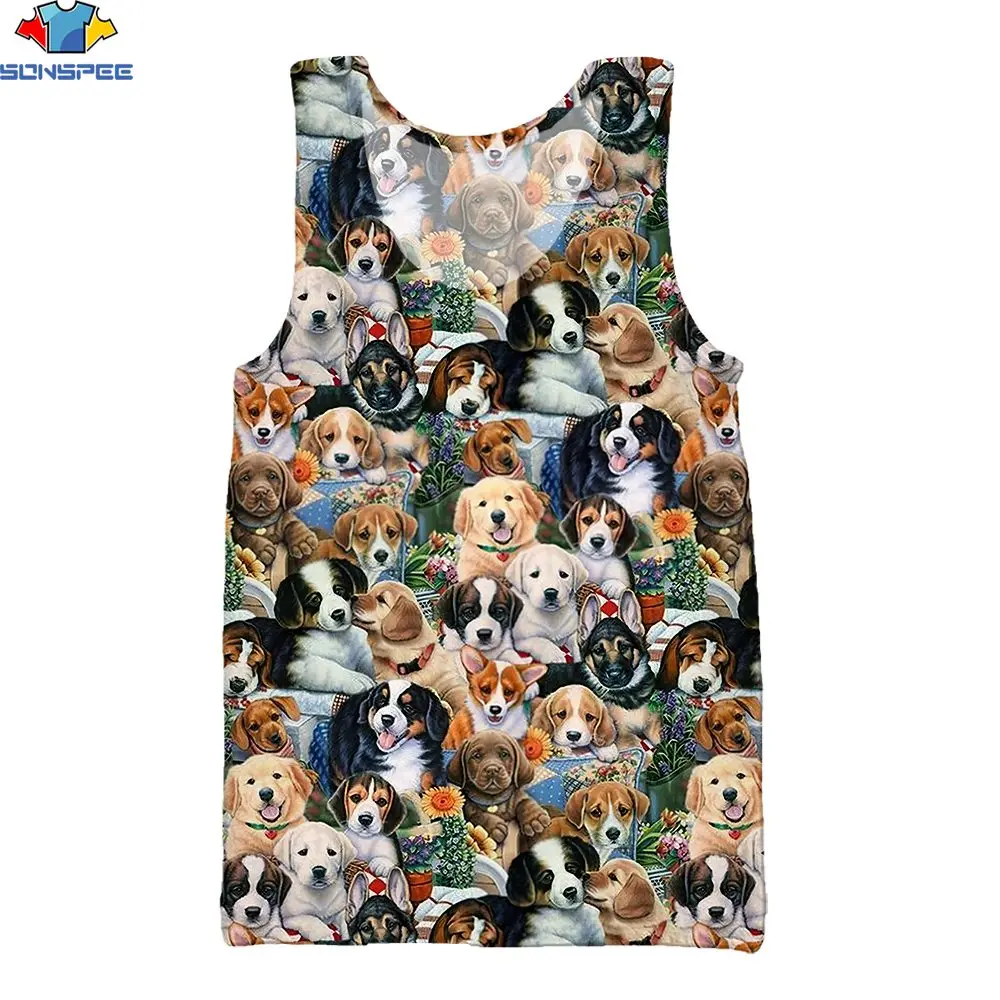

SONSPEE 3d Print Men's Vest Women's Vests Kawaii Cute Pet Dog Tiling Animal Funny Casual Sport Versatile Spandex O-neck Tank Top