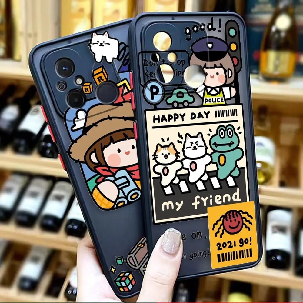 

Matte Case for Redmi A1 K50 K40 GAMING K30 K20 10X 10C 10 9C 9T 9A 9 8 7 6 5 PRO 4G 5G Case Funda Coque Shell Cartoon Space Girl